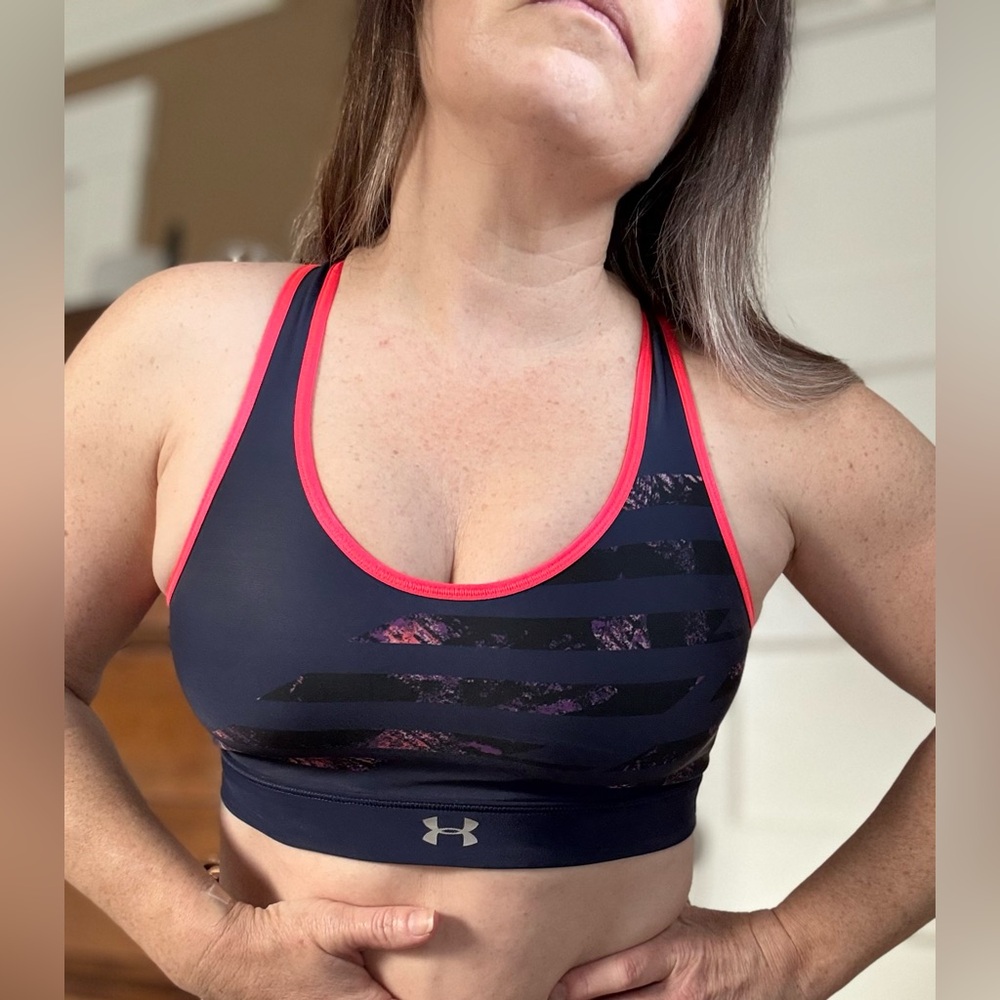 Under Armour Navy and bright pink abstract print sports bar